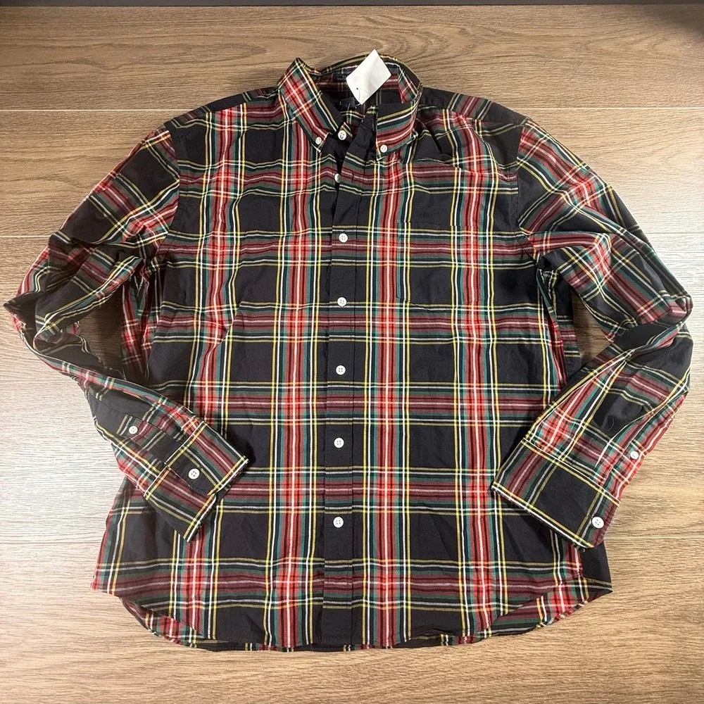 J. Crew Men's Slim Untucked Tartan Plaid Button Down Dress Shirt Size XL NEW